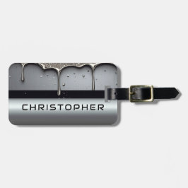 Etiqueta De Bagagem Nome Personalizado Com Metal Líquido Gotejando