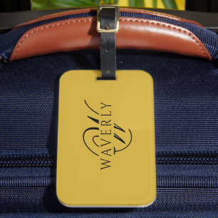 Etiqueta De Bagagem Nome Personalizado com Monograma Metalizado Dourad