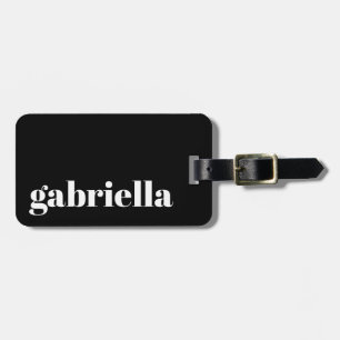Etiqueta De Bagagem Nome Personalizado com Tipografia Negrito Preto e 