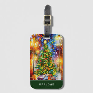 Etiqueta De Bagagem Nome personalizado da árvore de Natal impressionis