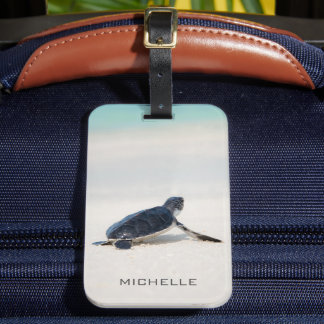 Etiqueta De Bagagem Nome Personalizado da Viagem Turtle Beach | Nature