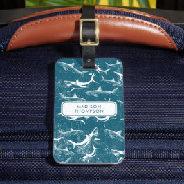 Etiqueta De Bagagem Nome Personalizado das Crianças de Padrão de Tubar