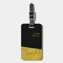 Etiqueta De Bagagem Nome Personalizado de Design minimalista Dourado e