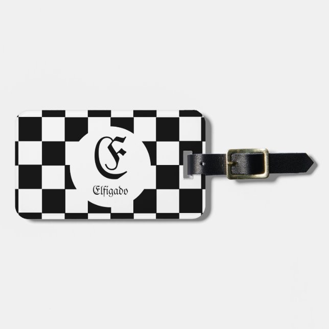 Etiqueta De Bagagem Nome Personalizado do Clube de Xadrez Inicial (Frente Horizontal)