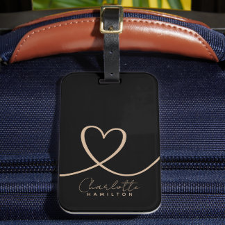 Etiqueta De Bagagem Nome Personalizado do Coração de Amor Moderno, Bla