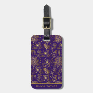 Etiqueta De Bagagem nome personalizado do padrão uniforme floral do ou