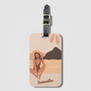 Etiqueta De Bagagem Nome Personalizado do Retro de Verão do Paraíso de