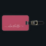 Etiqueta De Bagagem Nome Personalizado do Script Magenta de Tendência<br><div class="desc">Marca de Bagagem Personalizada do Script Magenta de Tendência Elegante</div>