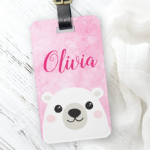 Nome personalizado do urso polar, cor-de-rosa