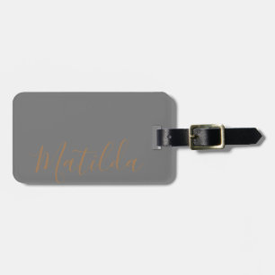 Etiqueta De Bagagem Nome Personalizado Dourado de cor simples e sólid