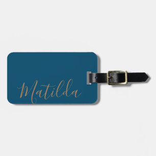 Etiqueta De Bagagem Nome Personalizado Dourado de cor simples e sólido