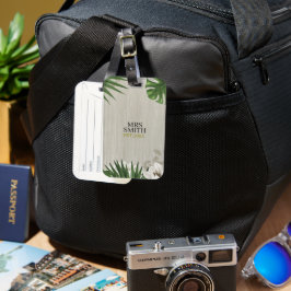 Etiqueta De Bagagem Nome Personalizado e Ano das Folhas Tropicais Pers