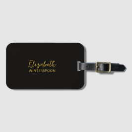 Etiqueta De Bagagem Nome Personalizado em Preto Corvo