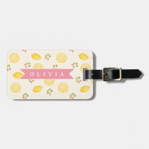 Etiqueta De Bagagem Nome Personalizado Floral de Limão de Verão Custom