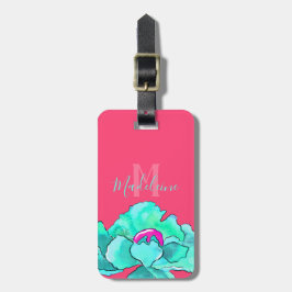 Etiqueta De Bagagem Nome Personalizado Fuchsia & Teto Poppy Flower Wat