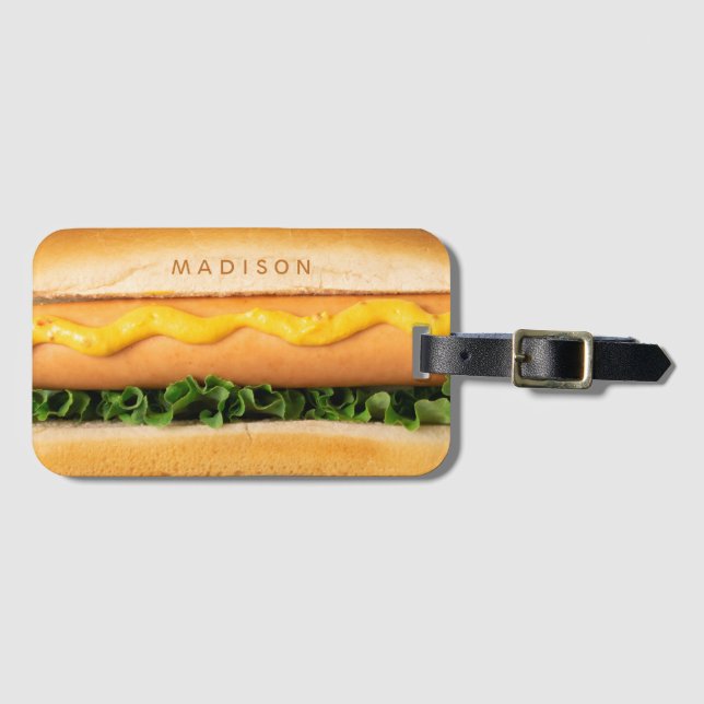 Etiqueta De Bagagem Nome personalizado Hot Dog (Frente Horizontal)