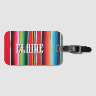 Etiqueta De Bagagem Nome personalizado México Serape – Poncho mexicano