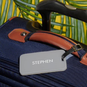 Etiqueta De Bagagem Nome personalizado minimalista cinza