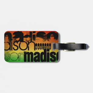Etiqueta De Bagagem Nome Personalizado no Neon Orange Yellow & Green