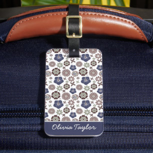 Etiqueta De Bagagem Nome personalizado padrão da superfície floral de