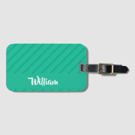 Etiqueta De Bagagem Nome personalizado plástico diagonal verde texturi