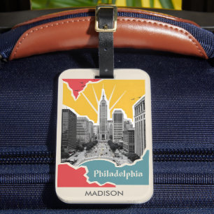 Etiqueta De Bagagem Nome Personalizado Retro Philadelphia