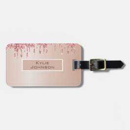 Etiqueta De Bagagem Nome Personalizado Simples, elegante, Glitter Glit