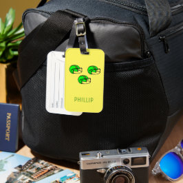 Etiqueta De Bagagem Nome personalizado verde capacete amarelo