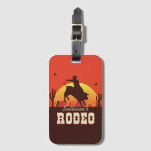 Etiqueta De Bagagem NOME Personalizado - Western Cowboy Bull Rider Rod
