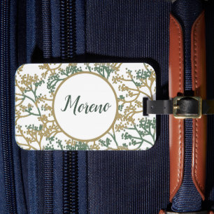 Etiqueta De Bagagem Nome Pincel Beige Foliage