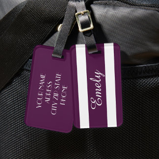 Etiqueta De Bagagem Nome Roxo Moderno