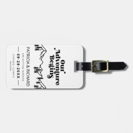 Etiqueta De Bagagem Nossa Aventura Começa O Casamento Ao Ar Livre.