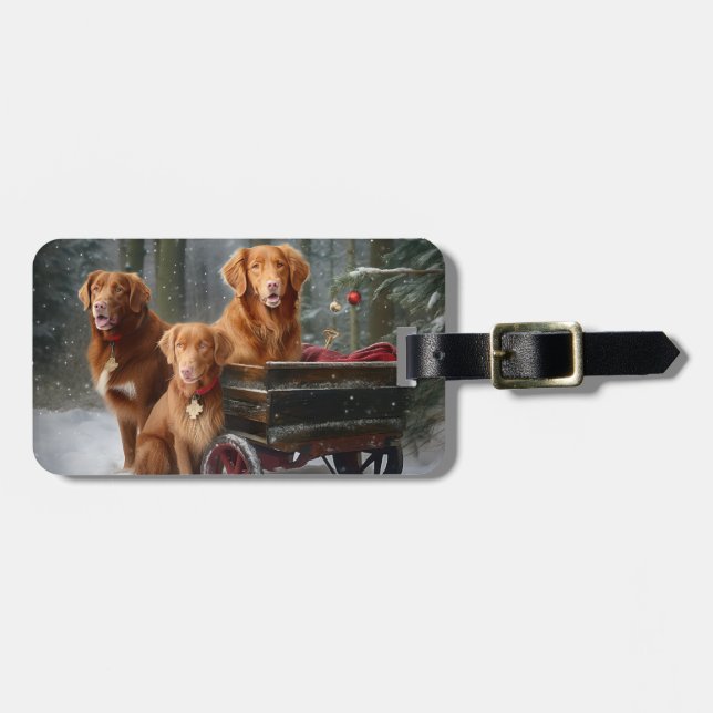 Etiqueta De Bagagem Nova Escócia Duck Toller Retriever Snowy Sleigh (Frente Horizontal)