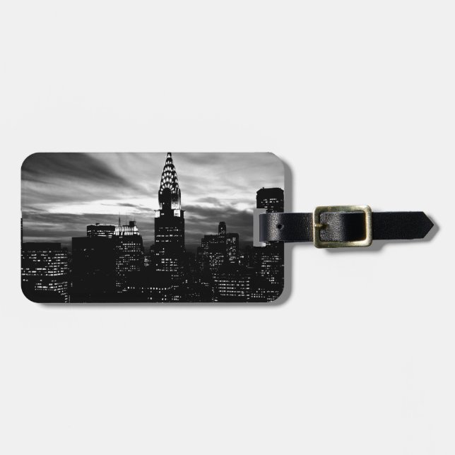 Etiqueta De Bagagem Nova Iorque preto e branco (Frente Horizontal)