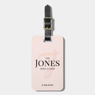 Etiqueta De Bagagem Novo Monograma Rosa Elegante Moderno Personalizado