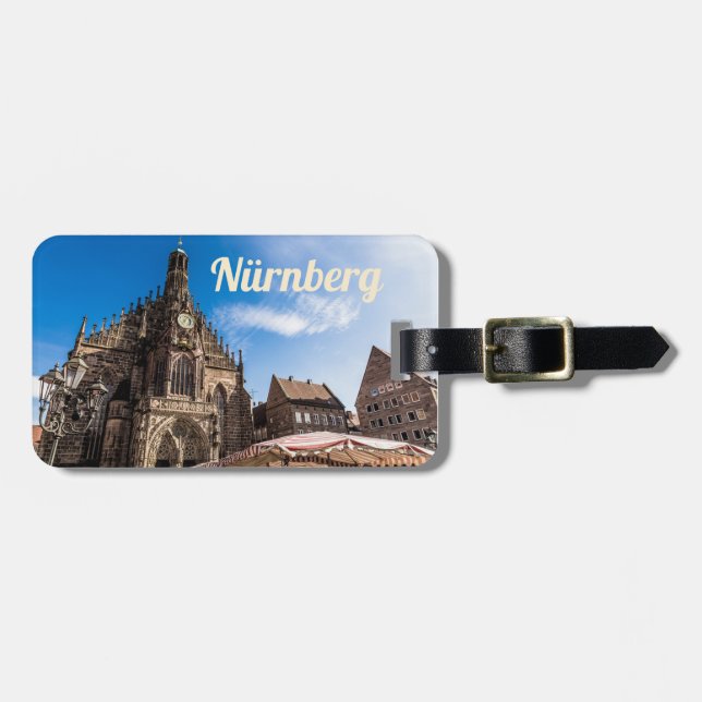 Etiqueta De Bagagem Nuremberg Hauptmarkt Nürnberg Bavaria Alemanha (Frente Horizontal)