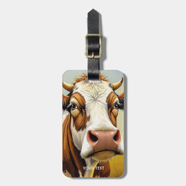 Etiqueta De Bagagem Nuvens de Campo de Vaca Fantasy (Frente Vertical)