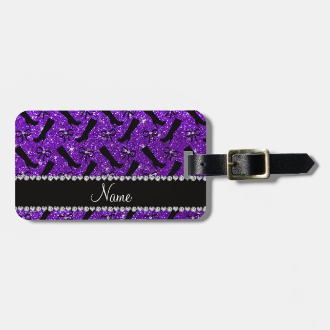 Etiqueta De Bagagem O brilho roxo personalizado do índigo conhecido (Frente Horizontal)