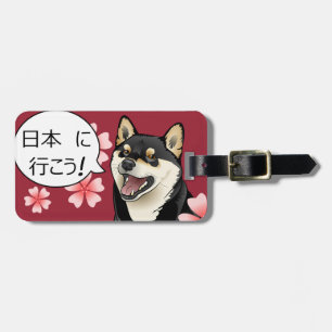 Etiqueta De Bagagem O cão japonês feliz de Shiba Inu deixou-nos ir a