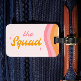 Etiqueta De Bagagem O Esquadrão Cor-de-Rosa e Laranja