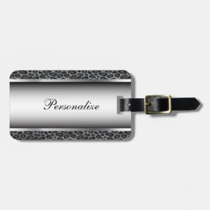 Etiqueta De Bagagem O impressão animal   do leopardo das cinzas e da