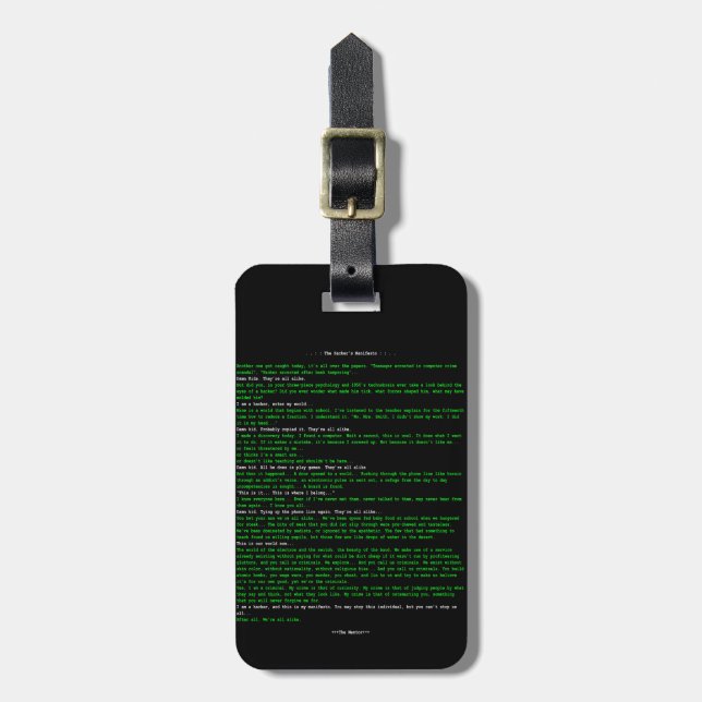 Etiqueta De Bagagem O Manifesto do Hacker (Frente Vertical)