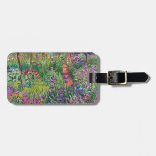Etiqueta De Bagagem o monet floresce o vintage -íris-jardim-em-giverny