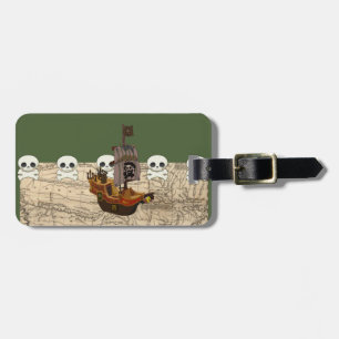 Etiqueta De Bagagem O navio de pirata dos desenhos animados
