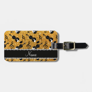 Etiqueta De Bagagem O nome personalizado brilha amarelo viola notas de