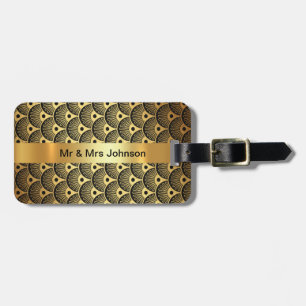 Etiqueta De Bagagem O preto dourado personalizado descasca a bagagem