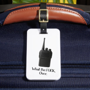 Etiqueta De Bagagem O Que O Fu*k Sobre O Ícone De Walkie Talkie Engraç