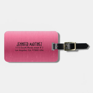 Etiqueta De Bagagem O rosa metálico Monogrammed escovou o olhar de