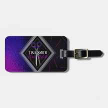 o rosa roxo do cabeleireiro scissor o Tag da