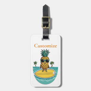 Etiqueta De Bagagem O Surfista De Abacaxi Faz Uma Onda Thunder_Cove